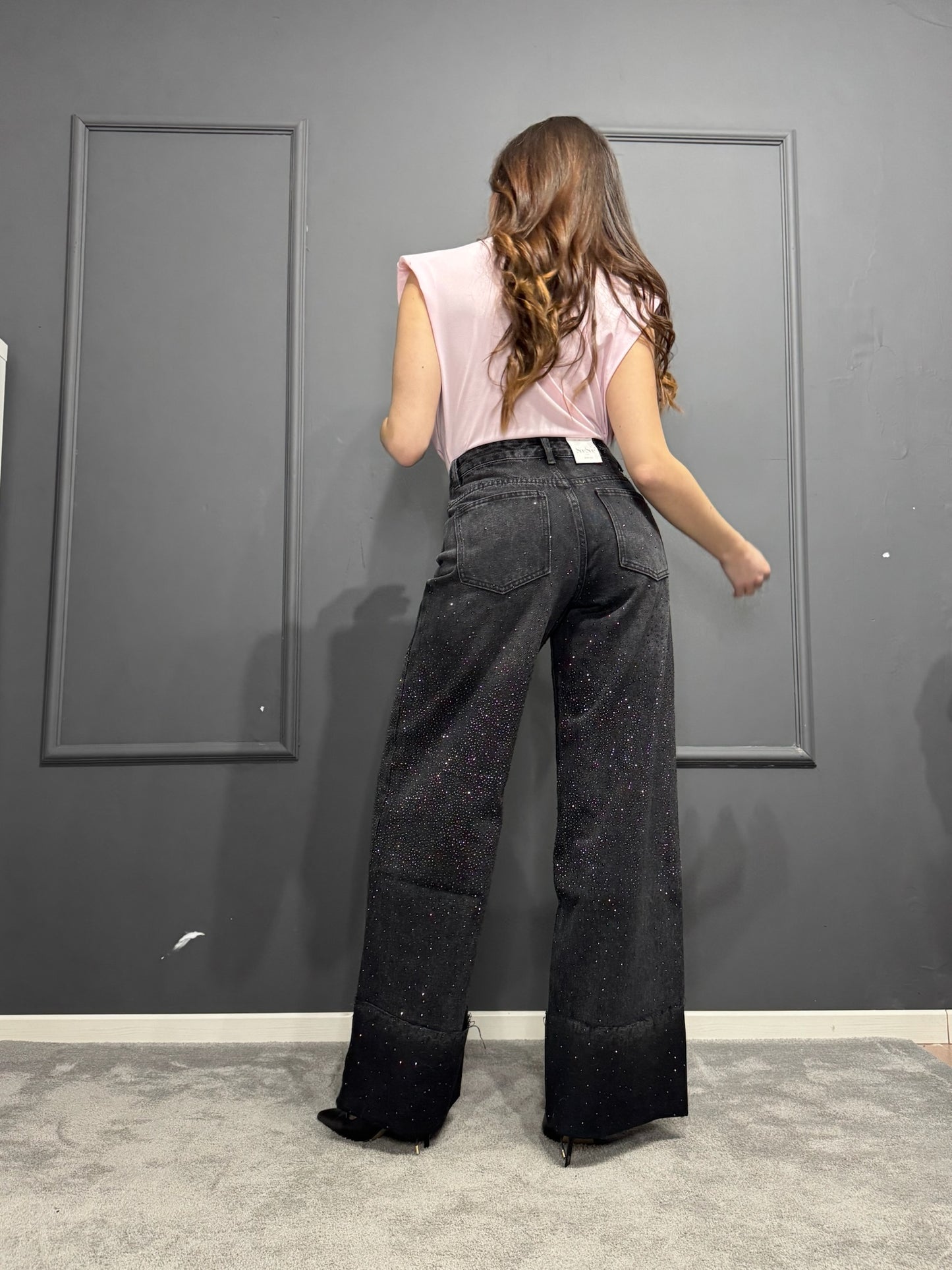 JEANS PIEGONE STRASS