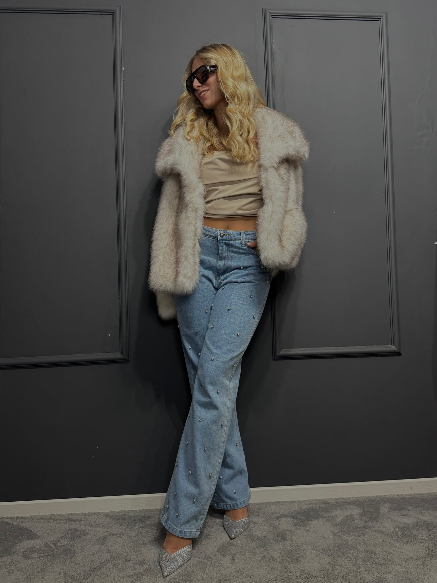 DENIM REGULAR STRAIGHT STRASS