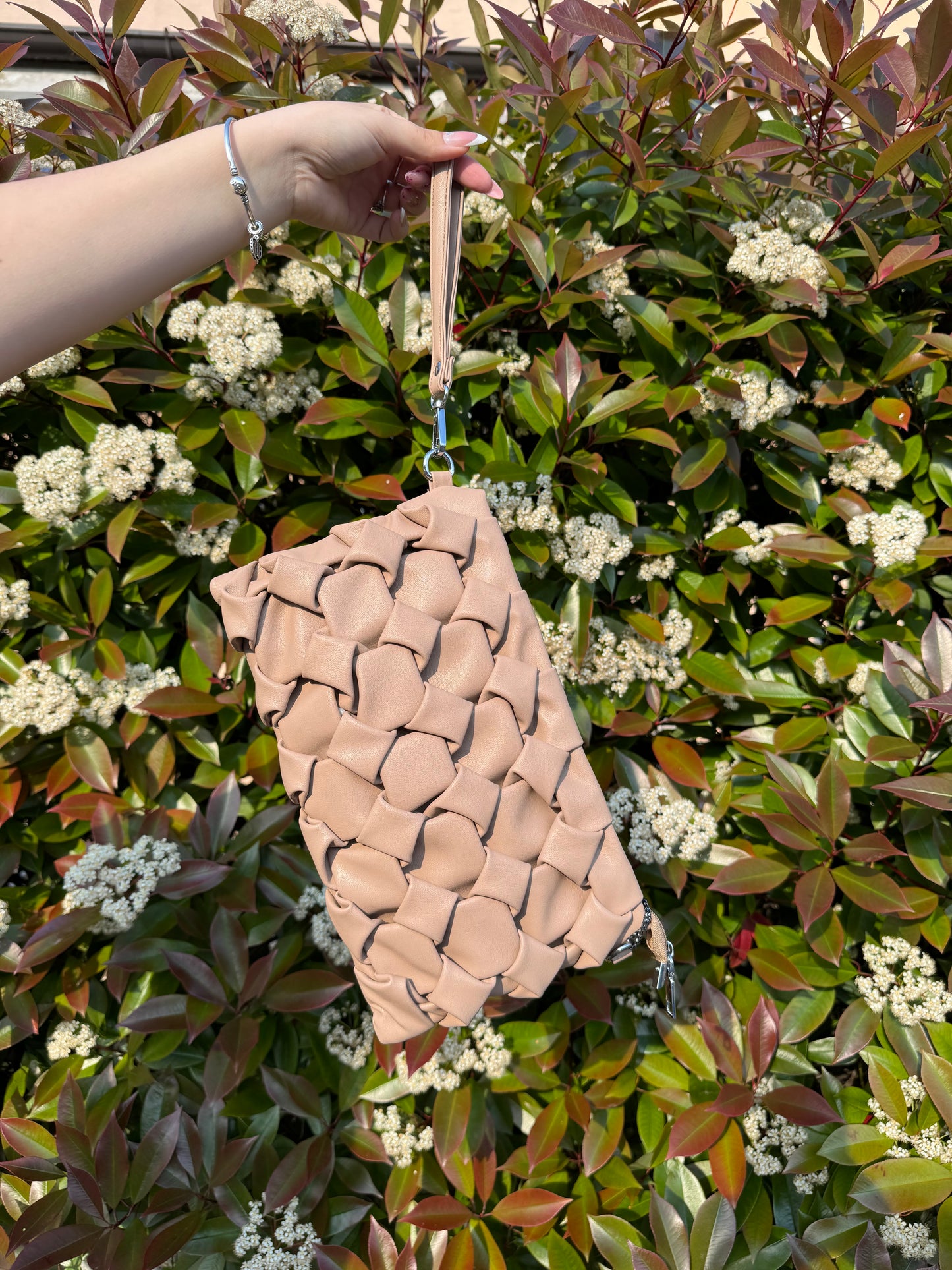POCHETTE ECOPELLE SABBIA CON TRACOLLA