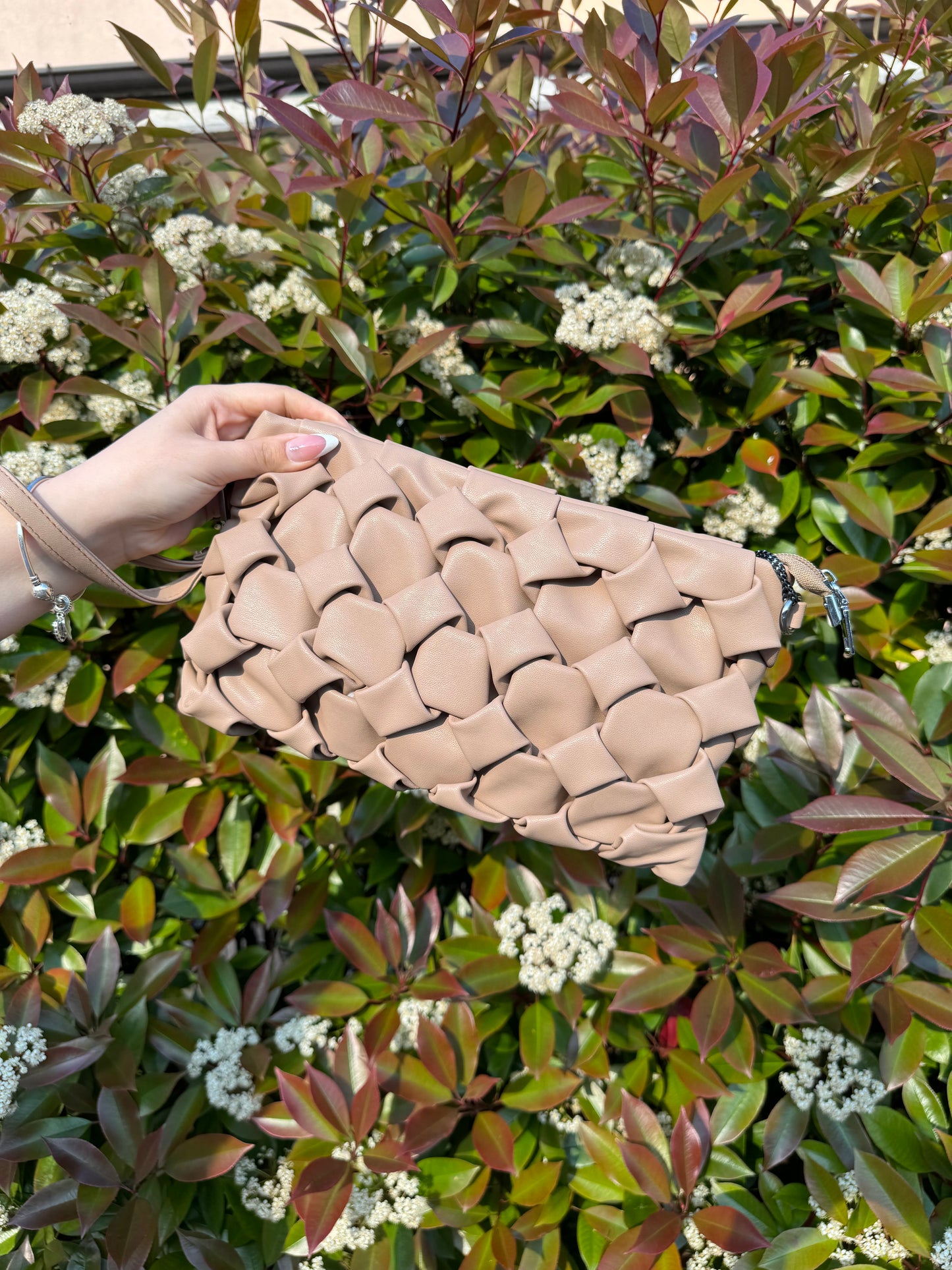 POCHETTE ECOPELLE SABBIA CON TRACOLLA