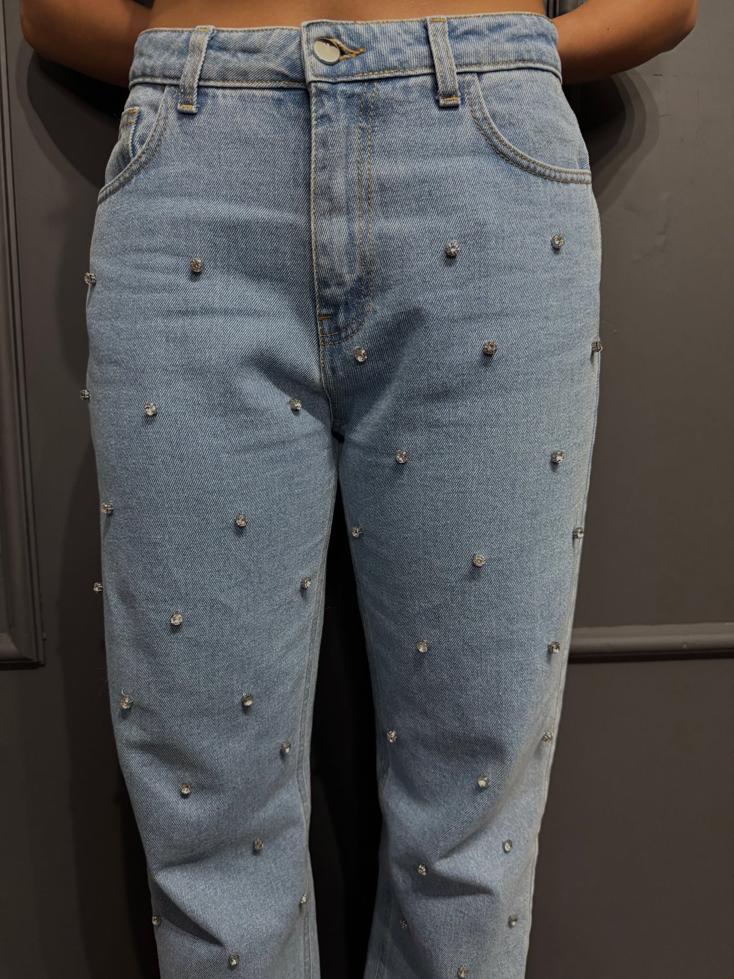 DENIM REGULAR STRAIGHT STRASS