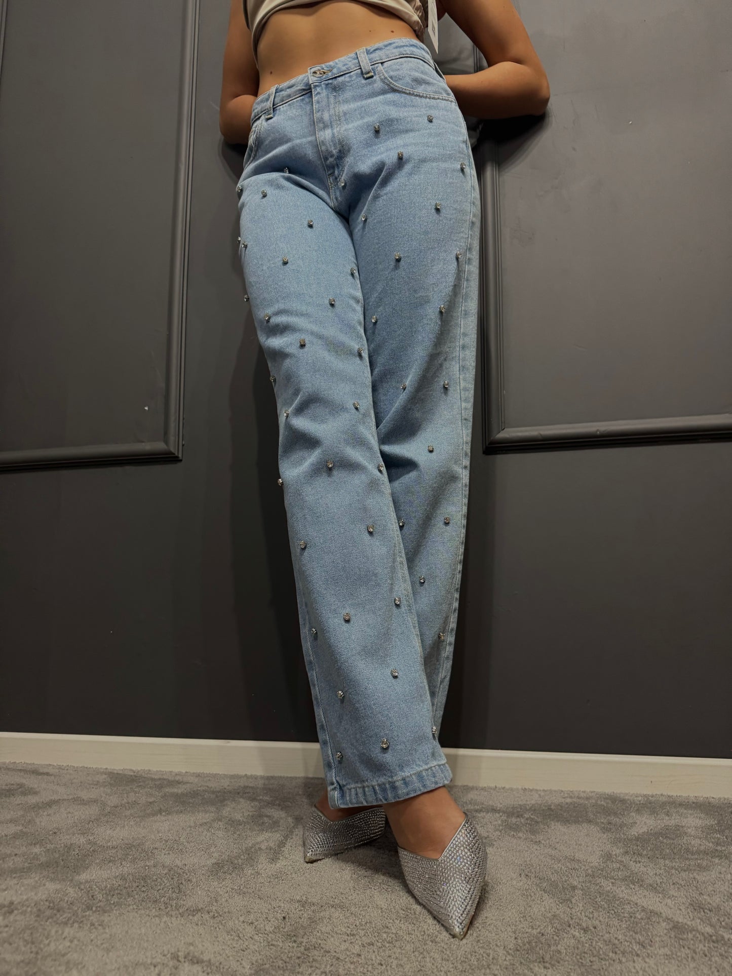 DENIM REGULAR STRAIGHT STRASS