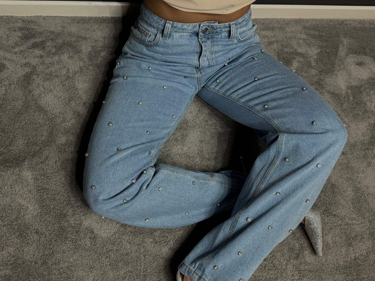 DENIM REGULAR STRAIGHT STRASS
