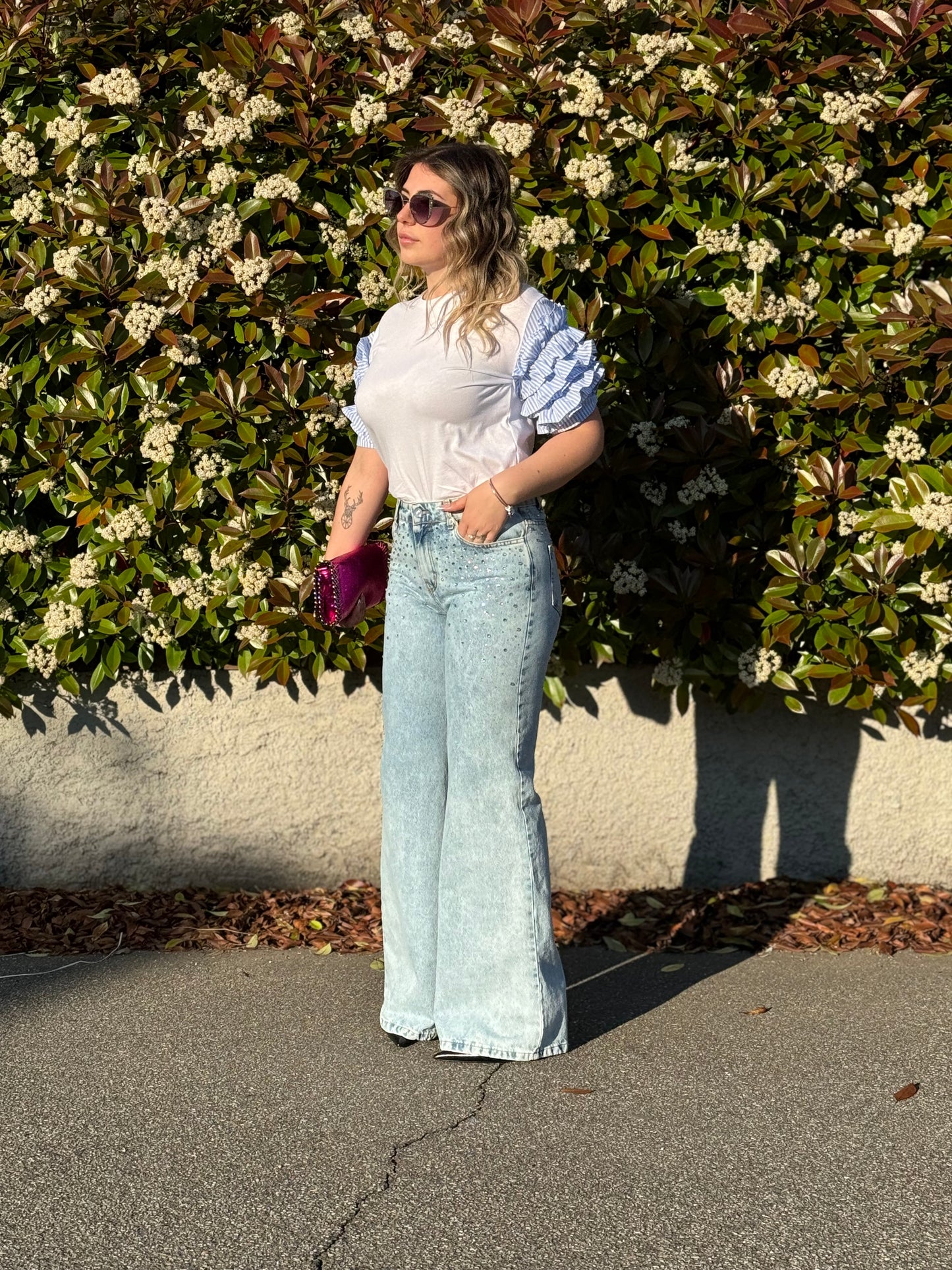 DENIM GAMBA DRITTA CRYSTAL