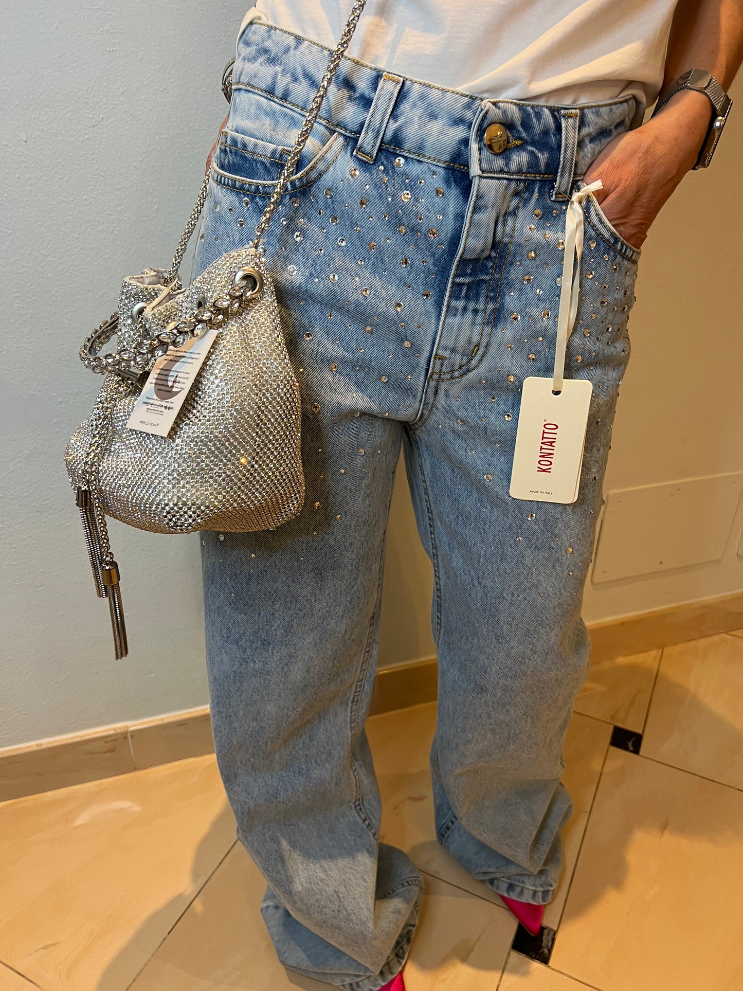 DENIM GAMBA DRITTA CRYSTAL