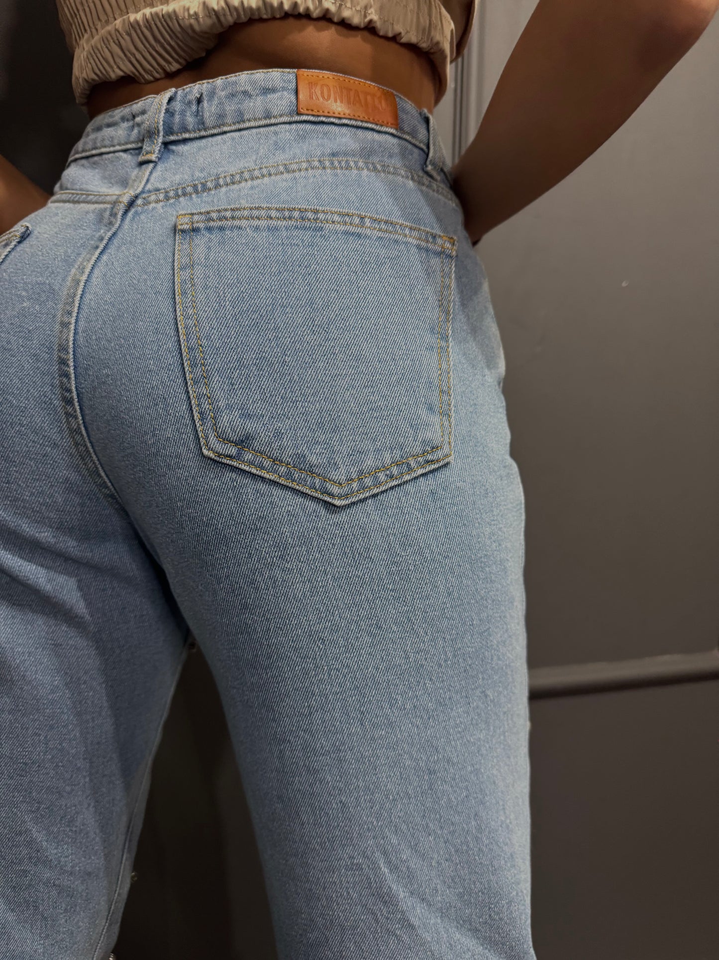 DENIM REGULAR STRAIGHT STRASS